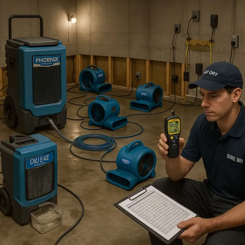 Structural Drying and Dehumidification process in Paulden, AZ
